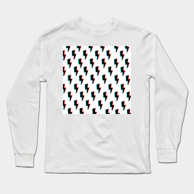 Glitchy Lightning- Black on White Long Sleeve T-Shirt by Vanta Arts